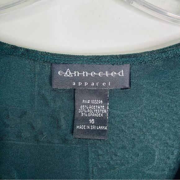 Vintage green floral faux wrap stretchy midi dress 16 - Picture 5 of 7